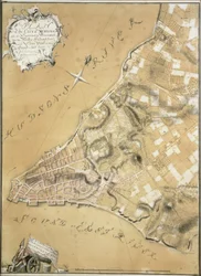 Pesquisa inicial da cidade de Nova York e seus arredores para Greenwich, 1766 (caneta e tinta sobre papel amarelo)